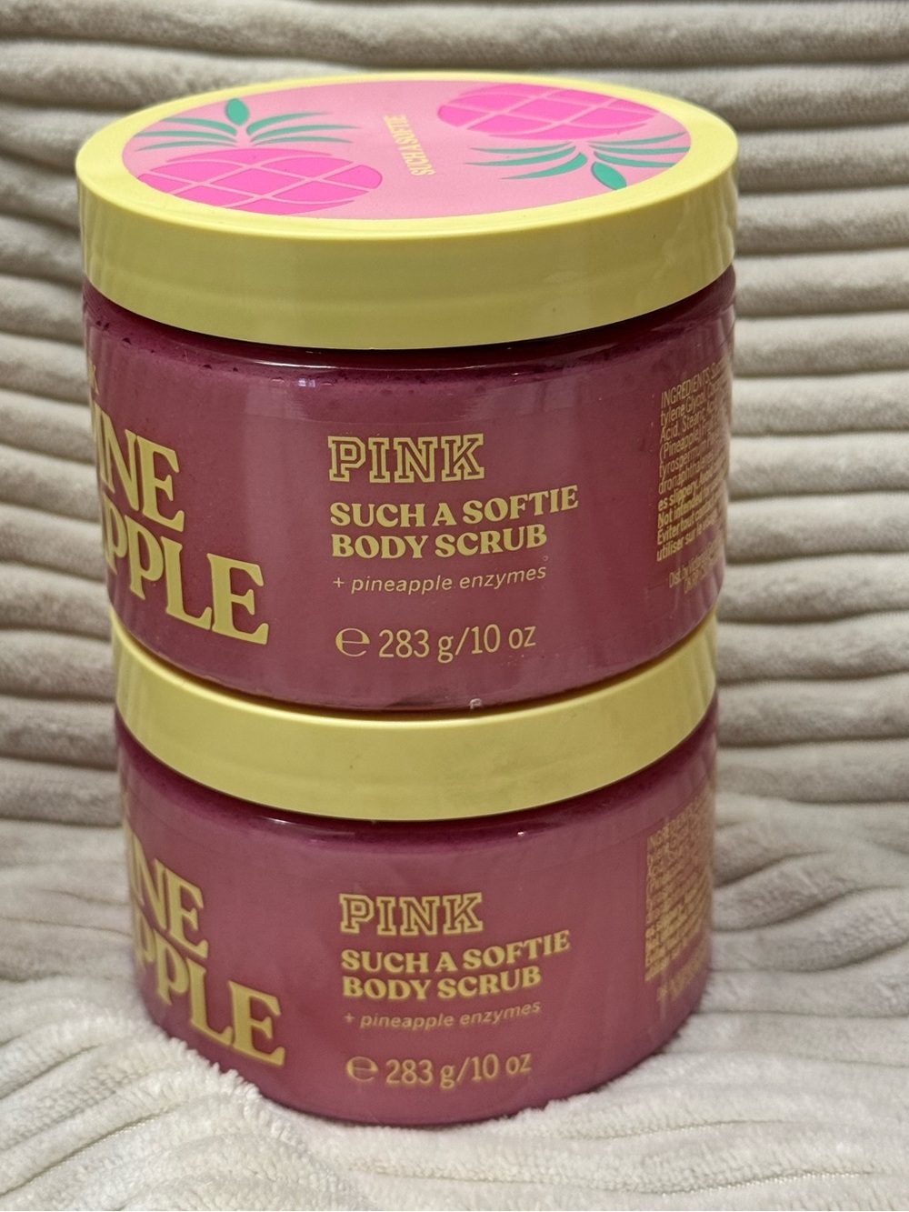 NEW(Fctry Sealed) PINK Victoria’s Secret (2)Pink Pineapple Body Scrub Exfoliator